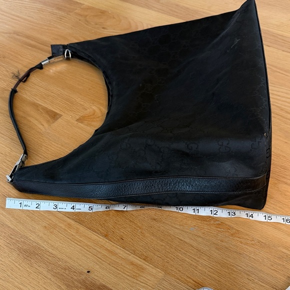 Gucci Authentic Black Nylon/Leather GG Pattern Hobo Bag, with dust bag - Picture 13 of 16